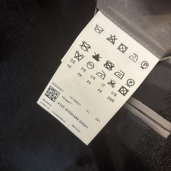 Hugo Boss $450 Mens Herringbone Charcoal Gray Wool Military Style‎ Jacket Sz 38R - Picture 4 of 10